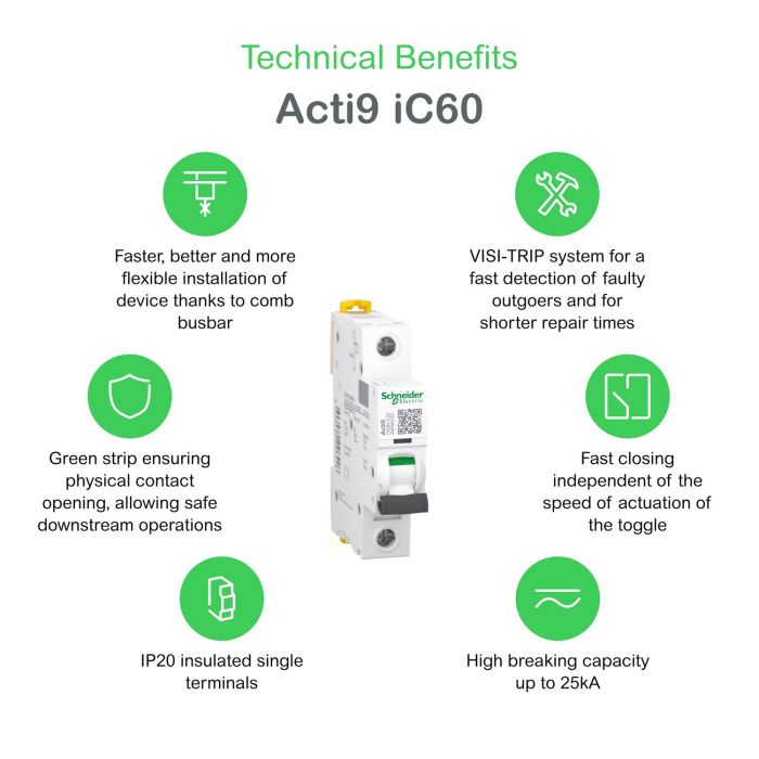 Автоматичний вимикач Schneider Electric, IC60N 1P C 16A (6kA)