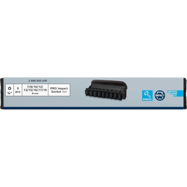 Набір ударних торцевих головок Bosch Professional Standart 9шт 3/8" 30мм
