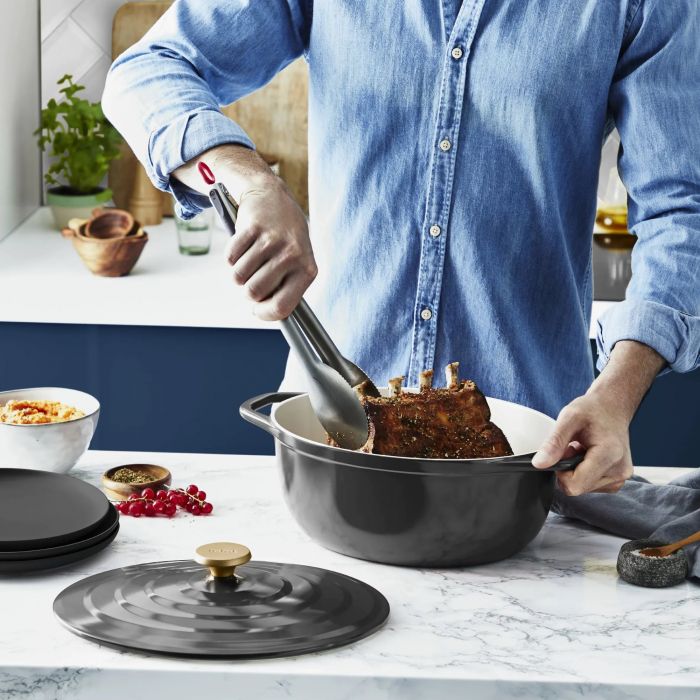 Каструля Tefal Air, з кришкою, 5.7л, алюміній, чорний