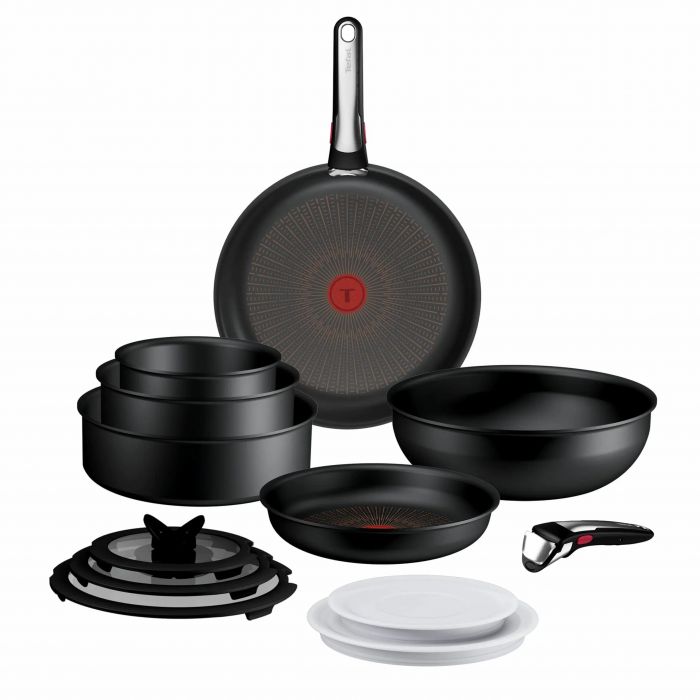 Набір посуду Tefal Ingenio Excellence+, 13 предметів, алюміній, нержавіюча сталь, бакеліт, чорний