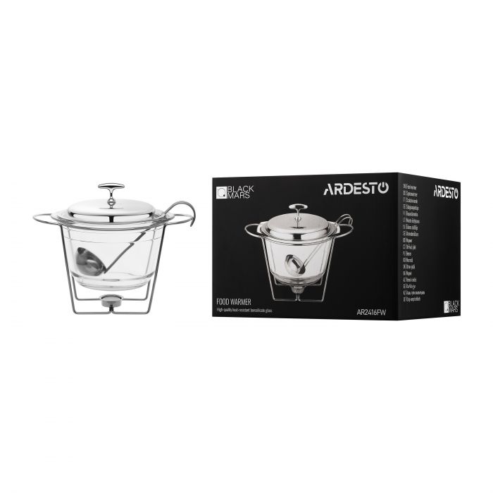 Марміт ARDESTO Black Mars 3800мл, скло, нержавіюча сталь, кругла, прозорий
