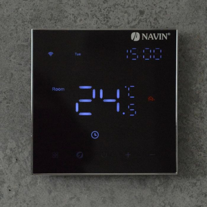 Терморегулятор Navin EH602 B-16A 5...45 °C для теплої підлоги електронний Wi-Fi Tuya Smart Life вбудований дротовий датчик 16A 230В чорний