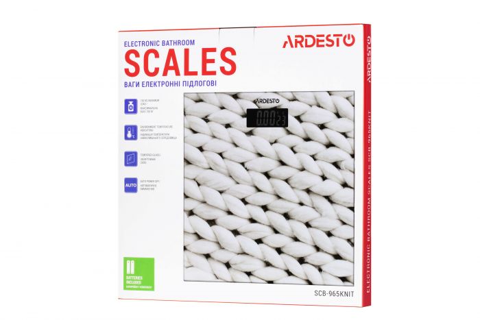 Ваги ARDESTO підлогові Knit, 150кг, AAAx2 в комплекті, скло, багатокольорові