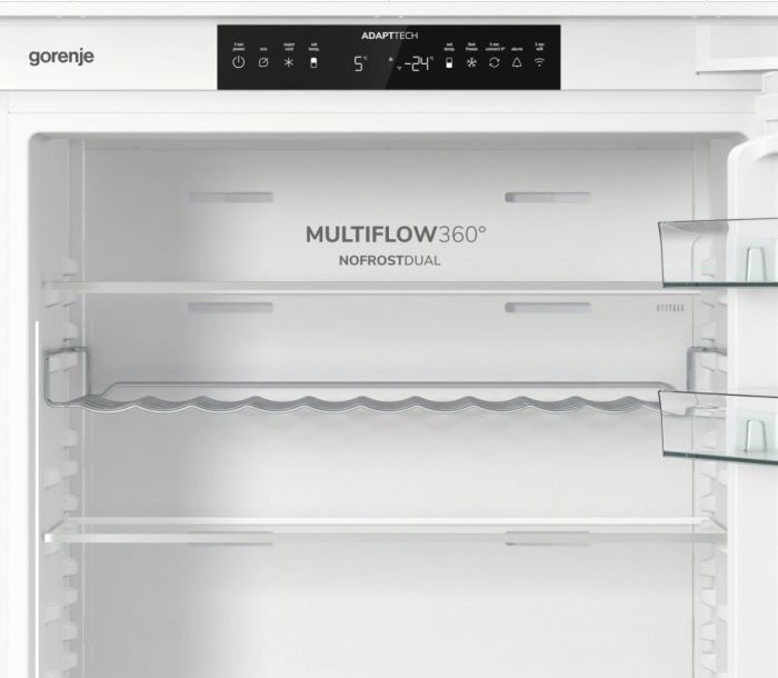 Холодильник Gorenje вбудований з нижн. мороз., 194x69x55см, 2 двері,336(66)л, А++, NF+, Зона св-ті, Диспл, Wi-Fi, Біли