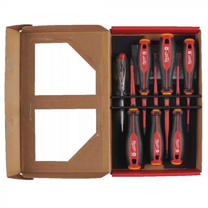 Викрутки Milwaukee ізольовані VDE до 1000В, SL2,5, SL3, SL4, SL5.5, PH1,PH2, викрутка-тестер набір 7шт
