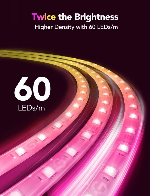 Стрічка світлодіодна розумна Govee H100E LED Strip Light M1 Matter Compatible 1m extension of H61E1, 1м, RGBIC , WI-FI/Bluetooth, білий