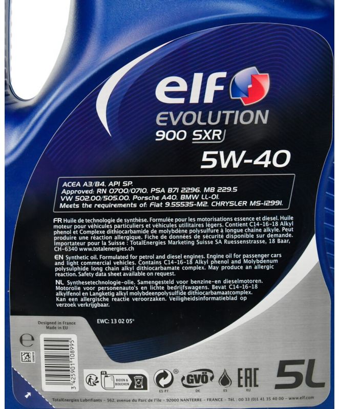Олива моторна ELF Evolution 900 SXR 5W-40 5л (11-5 SXR) (213913)