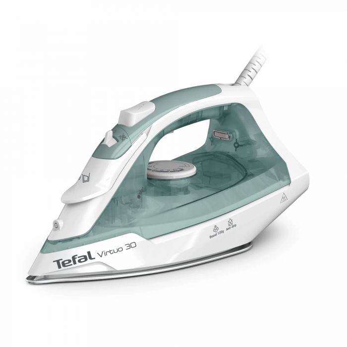 Праска Tefal Virtuo 30, 2000Вт, 240мл, паровий удар -120гр, постійна пара - 27гр, керам. підошва, біло-зелений