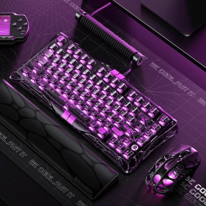 Клавіатура магнітна GravaStar Mercury V75 Lite 75keys, Blackcore, USB-A, Transparent Black