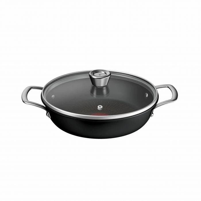 Сотейник Tefal Excellence+, з кришкою, 24см, алюміній, скло, бакеліт, чорний