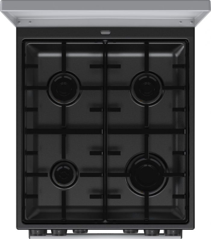 Плита Gorenje комбінована, 70л, 50x60см, метал. кришка, дисплей, IconLed, емальовані реш, титан