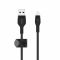 Кабель Belkin USB-A > Lightning заряджання/синхронізації 12Вт, 1м, плетений, силіконовий, з ремінцем на магніті, чорний