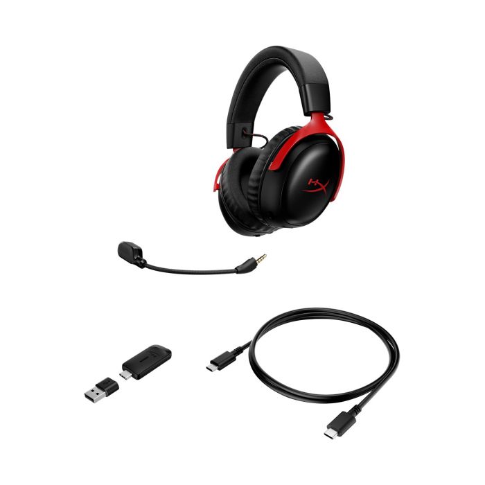 Гарнітура ігрова HyperX Cloud III S, WL/USB-A/USB-C, чорно-червоний