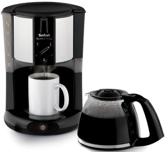 Кавоварка Tefal крапельна Subito Mug 1.25л, мелена, чорно-сріблястий
