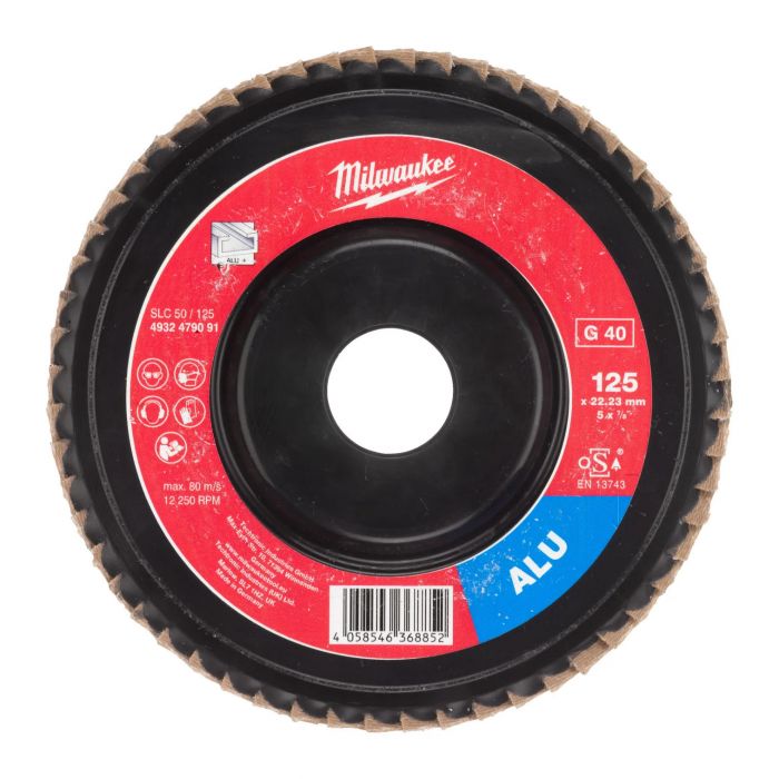 Диск пелюстковий Milwaukee ALUMINIUM, 125x22.2мм, K40