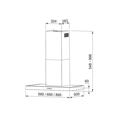 Витяжка Faber Т-подібна, 60см, 1180м.куб/год, TSP X A60 2LS, нерж