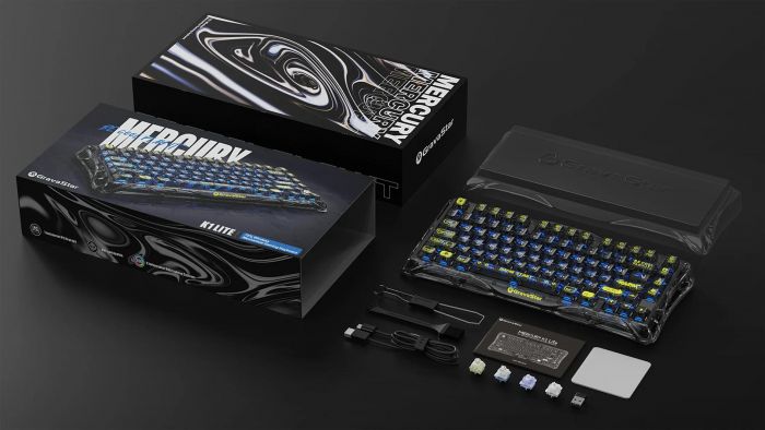 Клавіатура механічна GravaStar Mercury K1 Lite 80keys, GravaStar x BSUN Grey, BT/WL/USB, чорний