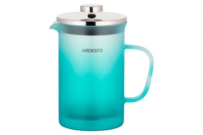 Френч-прес ARDESTO Fresh Matt, 800мл, боросилікатне скло, нержавіюча сталь, блакитний