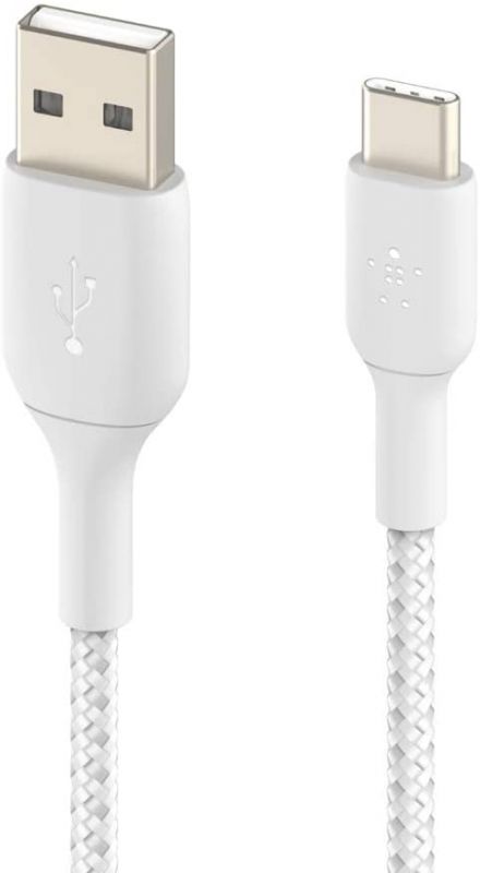 Кабель Belkin USB-A > USB-C заряджання/синхронізації 15Вт, 1м, плетений, білий