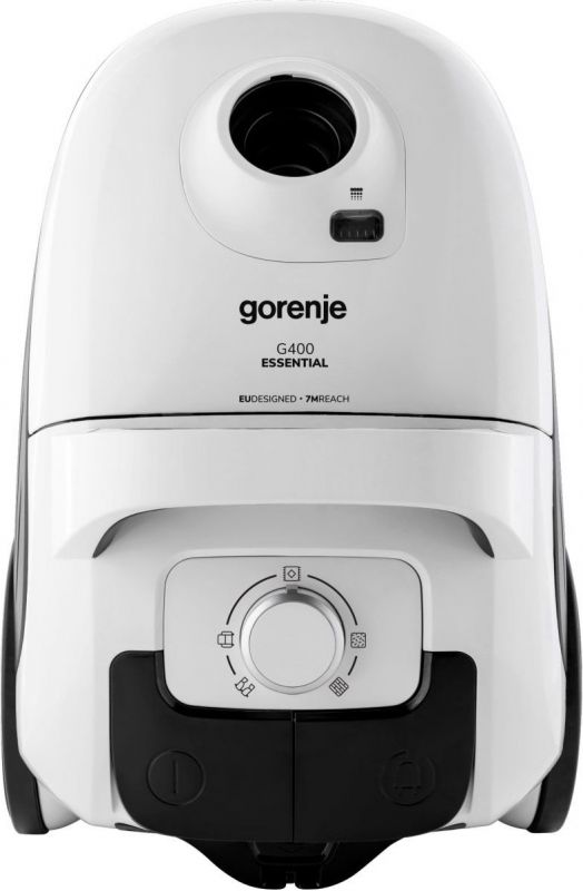 Пилосос Gorenje мішковий, 800Вт, 3л, вага-6.5кг, HEPA, індикатор, телескоп, білий