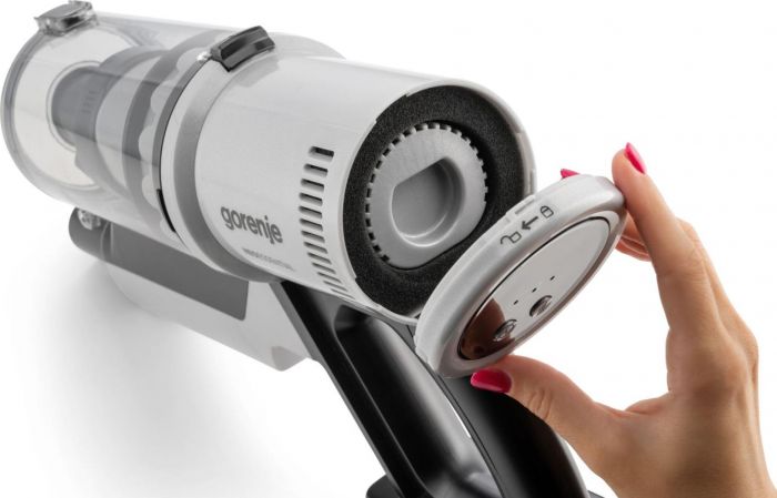 Пилосос Gorenje бездротовий, 60Вт, конт пил -0.6л, автон. робота до 50хв, HEPA, 2 в 1, підсвічування, індикатор, щітка- електротурбо, сірий