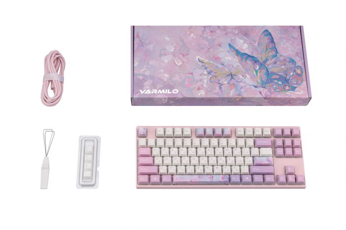 Клавіатура механічна Varmilo VED87 Dreams On Board 87Key, Cherry Mx Red, BT/USB-A, EN/UKR, No Led, рожевий