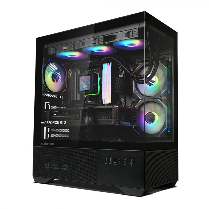 Корпус Zalman Chronix без БЖ, 1xUSB3.0, 1xUSB2.0, 1x Type C, 2x120мм ARGB Reverse,  1x120мм ARGB, VGA 410мм, LCS ready, TG Side/Front Panel, ATX, чорний