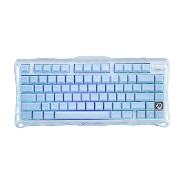 Клавіатура механічна GravaStar Mercury K1 80keys, GravaStar x Kailh Cheery Pink, EN, BT/WL/USB, Ice Blue