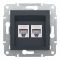 Розетка подвійна комп'ютерна rj45 Schneider Electric, Asfora (антрацит)