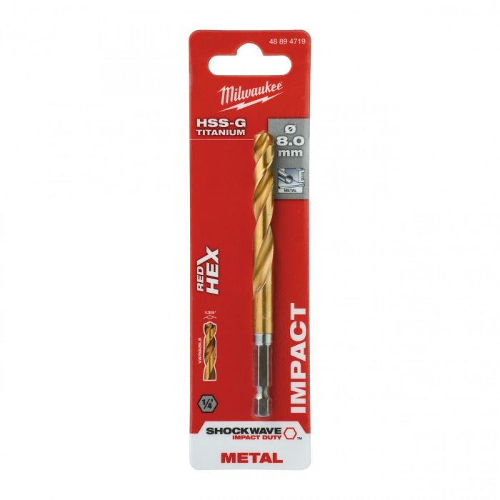 Свердло по металу Milwaukee RedHEX HSS-G TiN, 8х70х111мм