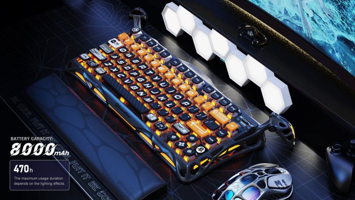 Клавіатура механічна GravaStar Mercury K1 Pro 80keys, GravaStar x Kailh Speedy Mint, BT/WL/USB, RGB, CyberFlare