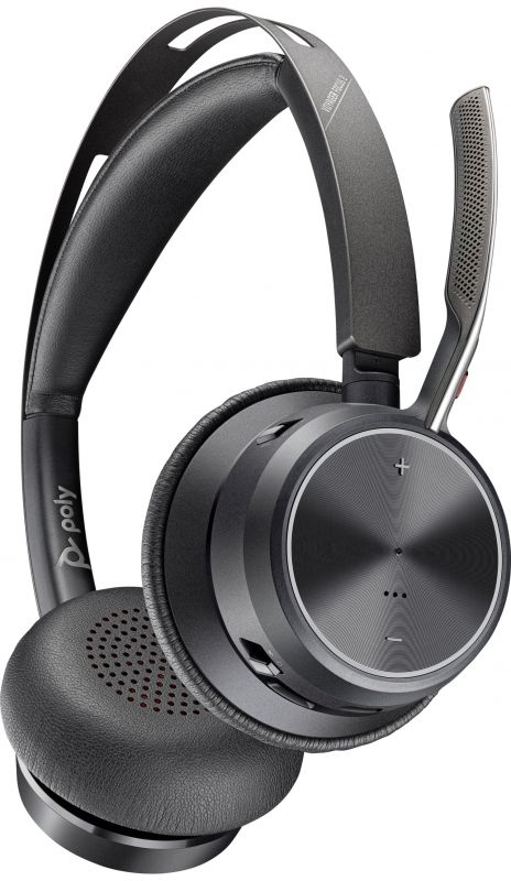 Гарнітура комп'ютерна стерео On-ear Poly Voyager Focus 2, USB-A, Bluetooth, всеспрямований, ANC, Acoustic fence,  чорний