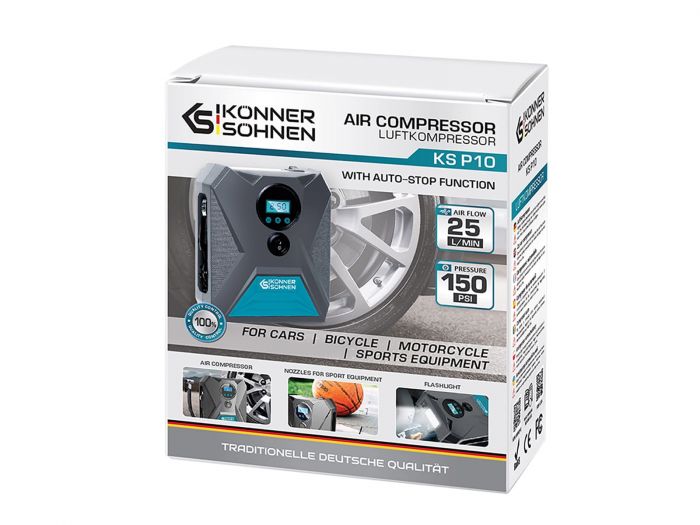 Компресор автомобільний Konner&Sohnen KS P10, 12В, 120Вт, 150psi, 25л/хв, 0.8кг