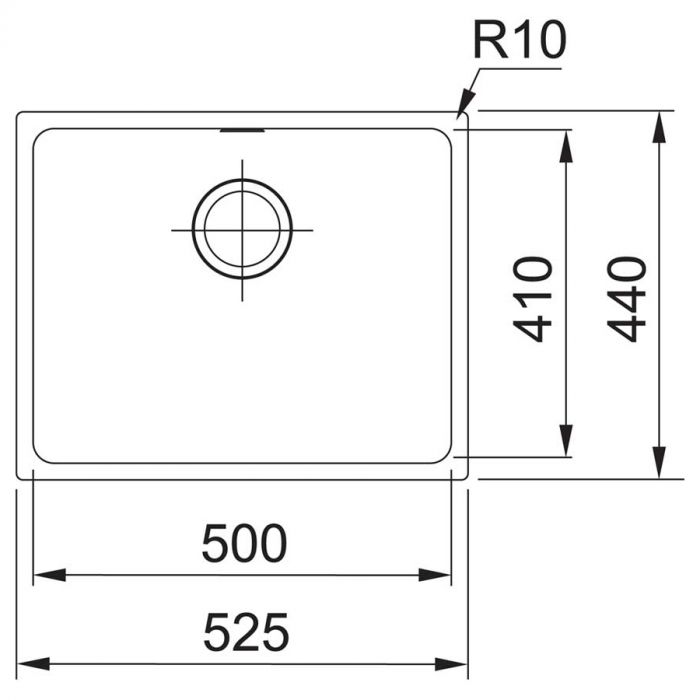 Кухонна мийка Franke Sirius, тектонайт, врізна, без крила, чаша-1, 525х440х200, SID 110-50, біла