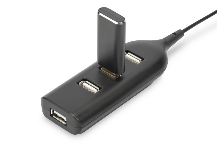 Концентратор DIGITUS USB 2.0, 4 порти, пасивний, чорний