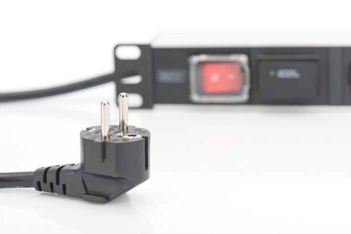 Пристрій розподілу електроживлення DIGITUS 1U, 7xSchuko, 16A, 250V, выключатель, SPD, вилка Schuko