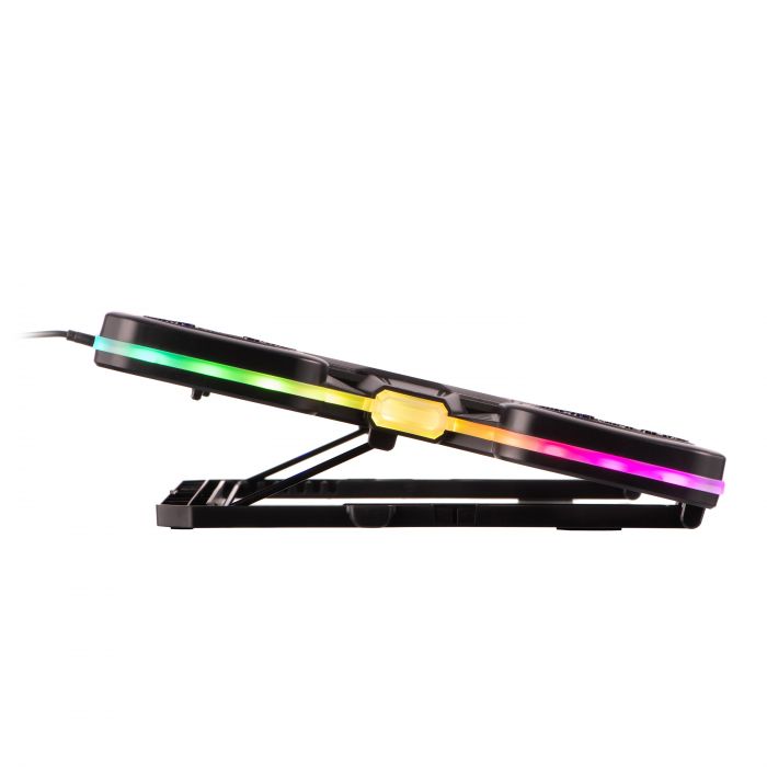 Підставка для ноутбука 2E GAMING CPG-011, до 17.3", 1xUSB-A, 1xUSB-C, LCD, RGB, чорний