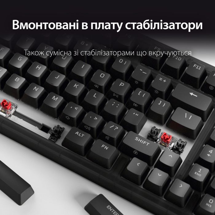 Клавіатура механічна HyperX Alloy Origins 2 65key, Red, USB-A, Hot-Swap, EN/UA, RGB, чорний