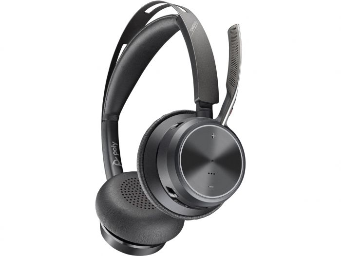 Гарнітура комп'ютерна стерео On-ear Poly Voyager Focus 2, USB-A, Bluetooth, всеспрямований, ANC, Acoustic fence,  чорний