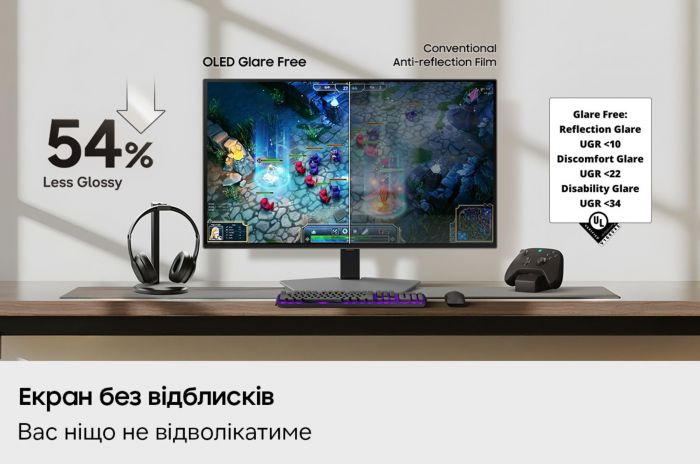 Монітор Samsung 32" Odyssey Gaming G80SH 2xHDMI, DP, USB, USB-C, OLED, 3840x2160, 240Hz, 0.03ms