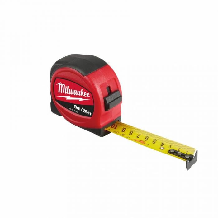 Рулетка Milwaukee Slimline S8-26/25, 8мх25мм, з фіксатором змотування, АБС-пластик