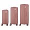 Набір валіз 2E, M7979, поліпропілен, (L+M+S), блискавка anti theft, 4 колеса, кодовий замок, рожево-золотий