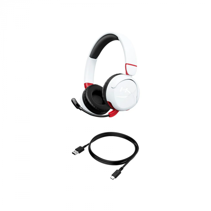 Гарнітура ігрова HyperX Cloud Mini, mini-jack/BT, 1.2м, білий-червоний