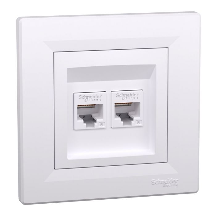 Розетка подвійна комп'ютерна rj45 Schneider Electric, Asfora (білий)
