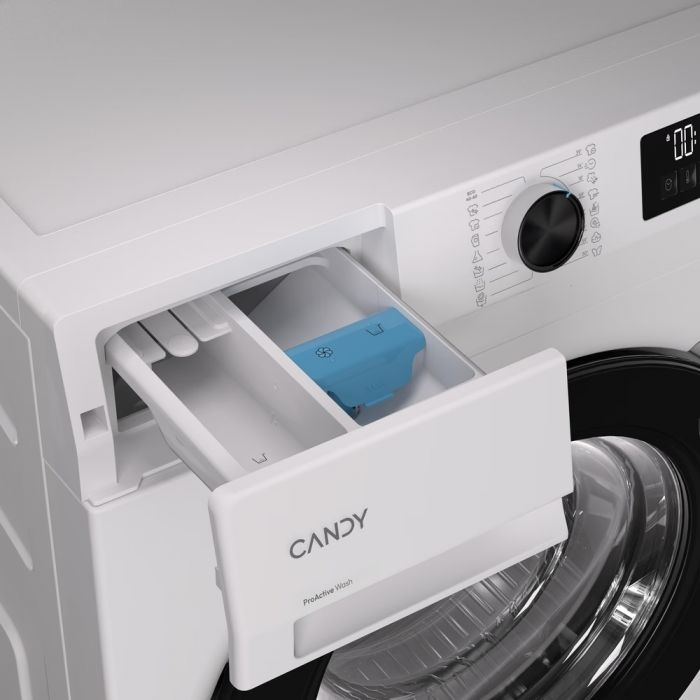 Пральна машина Candy ProWash 300 фронтальна, 7кг, 1200, A, 42.4см, дисплей, пара, інвертор, люк чорний, білий