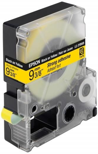 Картридж зі стрічкою Epson LK3YBW принтерів LW-300/LW-400/LW-400VP/LW-600P/LW-700/LW-Z710/LW-900P/LW-1000P/LW-Z5000BE Strng adh Blk/Yell 9mm/9m