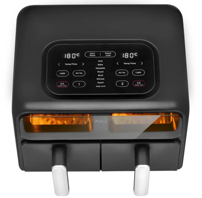 Мультипіч Amica 2400Вт, 2 чаші - по 4.0л, сенсорне управл., 8 авто. программ, пластик, чорний