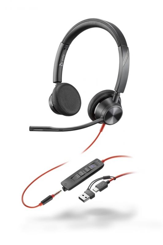 Гарнітура комп'ютерна стерео On-ear Poly Blackwire 3325-M, USB-A, USB-C, всеспрямований, Microsoft Teams, чорний