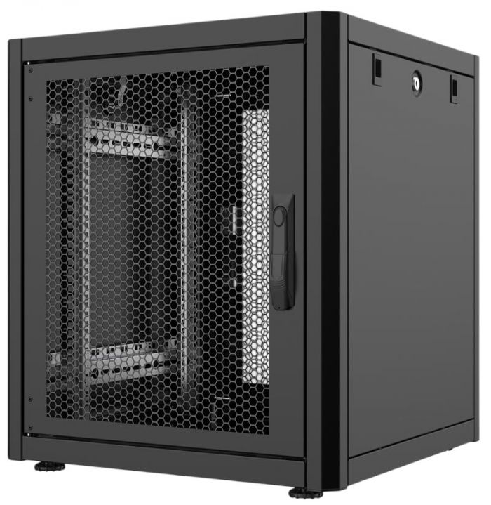 Шафа MIRSAN 19", 20U, GTN, перфоровані двері, 600x600 мм, максимально 1000 кг, чорна