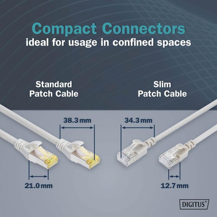 Патч-корд DIGITUS CAT 6a F-FTP Slim, 1 м, AWG 32/7, Cu, LSZH, сірий